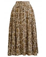 Falda midi con estampado gráfico en camello