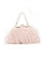 Bolso de mano Alluring Pearl Fuzzy en rosa claro