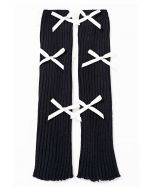 Calentadores de pierna de punto con decoración Bowknot en negro