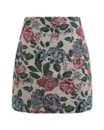 Falda mini con capullos de lona Vintage Bloom