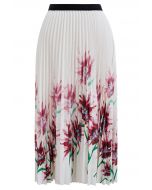Falda midi plisada floral acuarela en burdeos