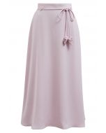 Falda midi con cintura anudada Glam en rosa