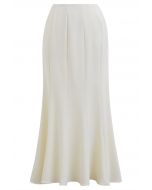 Falda larga de sirena con detalle de costuras en color crema