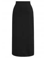 Falda larga de tubo de jacquard ondulado en negro