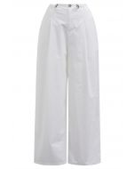 Pantalones anchos con cintura con cordón y ajuste relajado en blanco