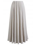 Falda larga con cintura elástica Graceful Breeze en color avena