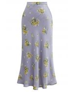 Falda larga con estampado Summery Posy en lavanda