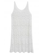 Vestido tipo pareo de crochet con calado bohemio en blanco