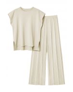 Conjunto de top sin mangas y pantalones rectos Daily Comfort en color avena