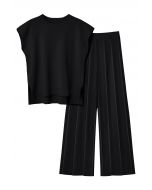 Conjunto de top sin mangas y pantalones rectos Daily Comfort en negro