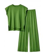 Conjunto de top sin mangas y pantalones rectos Daily Comfort en verde musgo