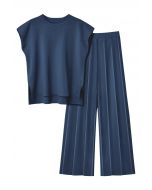 Conjunto de top sin mangas y pantalones rectos Daily Comfort en azul marino