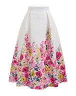 Falda midi de jacquard Blooming Garden