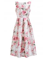 Vestido midi sin mangas Graceful Blossom en blanco