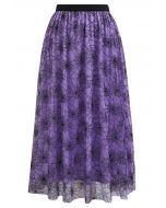 Falda midi de tul de malla Cobweb Mystique en color morado