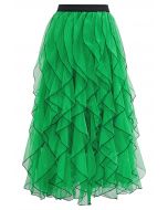 Falda de tul con malla de paneles Rippling Attraction en color verde