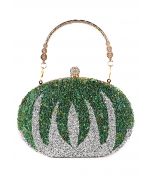 Clutch ovalado de calabaza con diamantes de imitación en verde