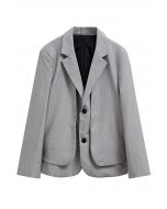 Blazer falso de dos piezas con botones en color gris