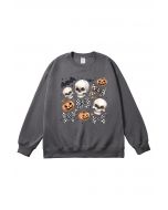 Sudadera con estampado de calaveras y lazos a cuadros