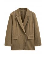 Blazer oversize con hombreras acolchadas y rayas Everlasting en color camel