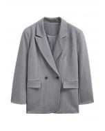 Blazer oversize con hombreras acolchadas y rayas Everlasting en gris