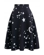 Falda midi con vuelo de luna y estrellas Nightfall