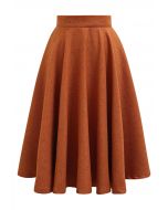 Falda midi acampanada de tweed suave en color calabaza de Autumn Edition