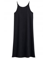 Vestido midi con tirantes anudados y textura en relieve maravilloso en negro