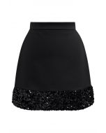 Minifalda con dobladillo de lentejuelas en color negro de Shine Glamour