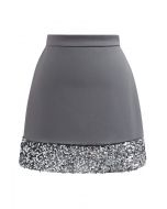 Minifalda con dobladillo de lentejuelas Shine Glamour en gris