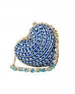 Bolso de hombro mini con corazón de diamantes de imitación en azul