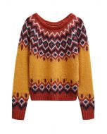 Suéter de punto Fair Isle de Nordic Charm en color naranja