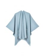 Poncho con dobladillo con flecos y bolsillos suaves Whisper en azul