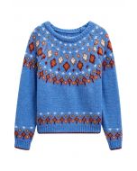 Suéter de punto Fair Isle de Snowflake Wonderland en azul