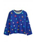 Suéter de punto con mangas acampanadas y estrellas Cosmic Charm en azul real