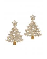 Pendientes de árbol de Navidad con estrella en la parte superior en color blanco