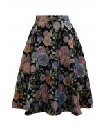 Falda midi de corte A con estampado floral de jacquard de Fairy Garden