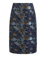 Falda midi de tubo de jacquard Bloom de Opulent