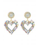 Pendientes de corazón con diamantes de imitación de colores