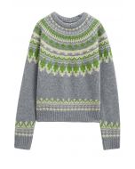 Suéter de punto Fair Isle de inspiración nórdica en gris