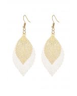 Aretes Boho Doble Hoja en Plata