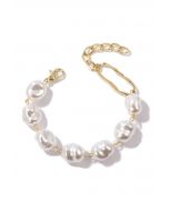 Pulsera con cuentas de perlas blancas irregulares