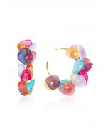 Pendientes Aro Pétalos Malla Multicolor