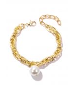 Pulsera de cadena de oro con decoración de perlas