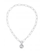 Collar Cadena Oval Bola Plata