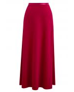 Sleeky Elastic Waist Maxi Skirt in Magenta