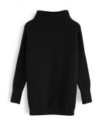 Cozy Ribbed Turtleneck Sweater in Black
